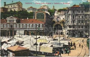 Trieste, Trst; Piazza Carlo Goldoni e Galleria di Montuzza / market, tram (EK)