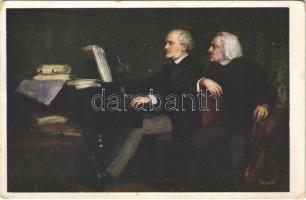 Liszt bei Richard Wagner. Galerie Wiener Künstler Nr. 369. s: Hermann Torggler (EK)