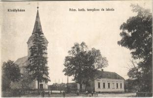 1916 Királyháza, Korolevo, Královo nad Tisou; Római katolikus templom és iskola / church and school