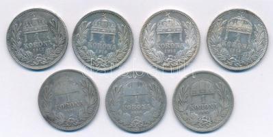 1893-1915KB 1K Ag "Ferenc József" (7xklf) T:1--3
Hungary 1893-1916. 1 Korona Ag "Fra...