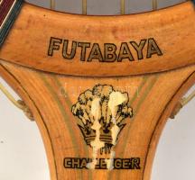 2 db régi fa teniszütő: Dunlop Britannic, Lopos Gyula sportüzlete, Bp., Váci ucca feliratú szorítóba...