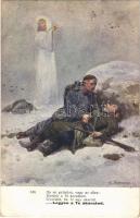 1915 Ha mi győzünk, vagy az ellen / WWI Austro-Hungarian K.u.K. military art postcard, injured soldiers with Jesus. A.F.W. III/2. Nr. 626. s: A. Setkowicz (EB)