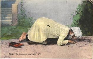 1918 Türke. Vorbereitung zum Gebet VI. / Turkish folklore, preparation for prayer + "K.u.K. Feldjägerbataillon Ferdinand I. König der Bulgaren Nr. 26. 4. Kompagnie" (EK)