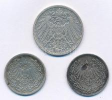 Német Birodalom 1896A 1M Ag + 1905A 1/2M Ag + 1915J 1/2M Ag T:2-,3
German Empire 1896A 1 Mark Ag + ...