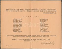 1937 Színészek mint festők, szobrászok c. kiállítás meghívója, rajta Kürthy György (1882-1972) színé...