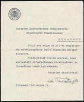 vitéz Kárpáthy Kamilló (1876-1952) vezérezredes, a Magyar Királyi Honvédség főparancsnokának aláírása levélen