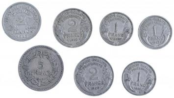 Franciaország 1943-1950. 1Fr-5Fr Al (7db, 6xklf) T:2-,3 France 1943-1950. 1 Franc - 5 Francs Al (7pcs, 6xdiff) C:VF,F