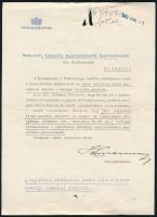 1942 Bp., Homonnay Tivadar (1888-1964) Budapest főpolgármesterének aláírása levélen