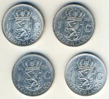 Hollandia 1954-57. 1G Ag (4x) mind klf évszámmal T:2,3