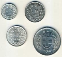 Svájc 1944-60. 1/2Fr Ag (1x), 1Fr Ag (2x) mind klf évszámmal + 1968. 5Fr T:2/3,3