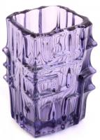 3 db Vladislav Urban cseh iparművész üveg váza,  geometrikus ornamentikával díszített, klf. színekbe...