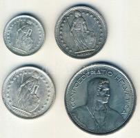 Svájc 1944-60. 1/2Fr Ag (1x), 1Fr Ag (2x) mind klf évszámmal + 1968. 5Fr T:2/3,3