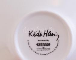 Keith Haring dekorral ellátott német Könitz mokkás készlet, 6 db csésze és alj, matricás, jelzett, h...