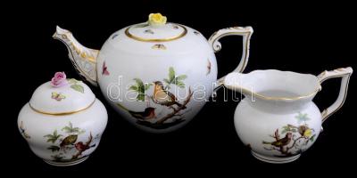 Herendi Rotschild mintás teás készlet. Kézzel festett, jelzett, minimális kopással