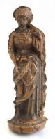Elegáns hölgy, bronz kisplasztika, jelzés nélkül, apró kopásnyomokkal, m: 9 cm / Elegant lady, bronze statue, unsigned, with some minor wear, height: 9 cm