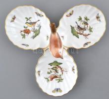 Herendi Rotschild mintás háromrészes kínáló., asztalközép  Kézzel festett, jelzett, hibátlan 30x32 c...