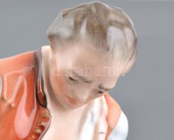 Herendi Toldi a bikával, kézzel festett, jelzett, hibátlan, m:18 cm, h:29 cm