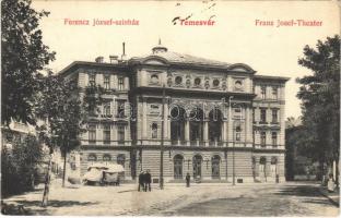 Temesvár, Timisoara; Ferenc József színház, Herczig Sándor üzlete / theatre, shops (fl)