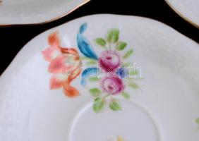 Herendi virág mintás mokkás csésze készlet aljjal 6+6 db. Kézzel festett, jelzett, minimális kopássa...