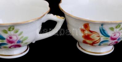 Herendi virág mintás mokkás csésze készlet aljjal 6+6 db. Kézzel festett, jelzett, minimális kopássa...