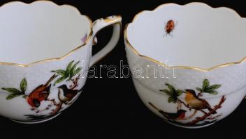 Herendi Rotschild mintás mokkás csésze készlet aljjal 6+6 db. Kézzel festett, jelzett, hibátlan