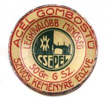 WM Csepel fém gombostűs doboz, kopásnyomokkal, d: 6 cm, m: 4,5 cm