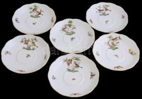 Herendi Rotschild mintás teás csésze készlet aljjal 6+6 db. Kézzel festett, jelzett, hibátlan