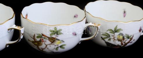 Herendi Rotschild mintás teás csésze készlet aljjal 6+6 db. Kézzel festett, jelzett, hibátlan