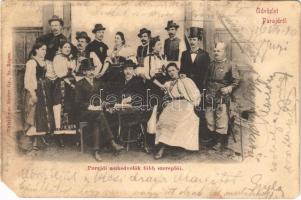 1906 Parajd, Praid; Parajdi műkedvelők főbb szereplői. Heiter Gy. / members of the amateurs company, actors and actresses (EM)