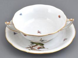 Herendi Rotschild mintás egy személyes étkészlet, leveses alátéttel, lapostányér. Kézzel festett, je...