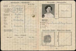 1953 Portugál fényképes útlevél, francia vízummal / Portuguese passport