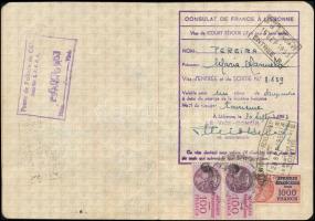 1953 Portugál fényképes útlevél, francia vízummal / Portuguese passport