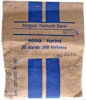 1992. 200Ft Ag "MNB" (20x) eredeti, lezárt "Magyar Nemzeti Bank" papírzacskóban, "GYŐR" és "1992 DEC 01" bélyegzésekkel