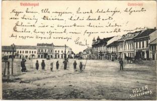 1911 Vajdahunyad, Hunedoara; Corvin tere, üzletek. Adler fényirda 86. / square, shops