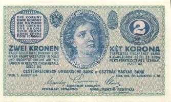 1914. 2K "vastag C" + 3-as szám felett piros "-"! T:I