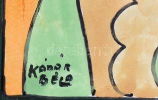 Kádár Béla jelzéssel: Kalapos hölgy. Vegyes technika, papír. Üvegezett keretben. 30x20,5 cm