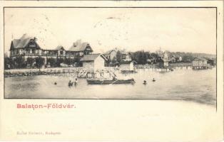 1902 Balatonföldvár, strand, fürdőkabinok, nyaralók. Klösz György