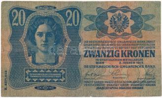 1913. 20K II. kiadás áthúzott, hamis piros "MAGYARORSZÁG" felülbélyegzéssel T:III széleken...