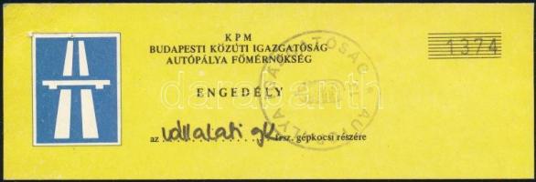 1991 Hivatalos autópályahasználati engedély