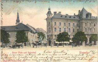 1901 Klagenfurt (Kärnten), Neuer Platz und Reinerhof, Wasche-Fabrik / square, street view, shops (fl)