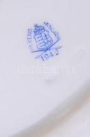 Herendi virág mintás füles reggeliző, kávés tálca. Kézzel festett, jelzett, kis lepattanásokkal a ró...