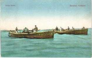 1911 Balatoni halászat, halász bárkák (EK)