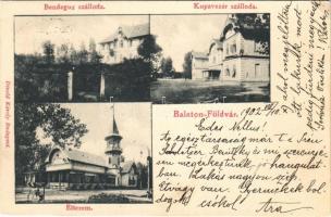 1902 Balatonföldvár, Bendegúz és Kupavezér szálloda, étterem. Divald Károly (EK)