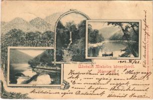1903 Miskolc, Hámor környéke, tó, vízesés. Art Nouveau (EK)