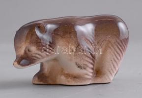 Kolibri porcelán medve figura, kézzel festett, jelzett, mázrepedéssel, m: 4 cm