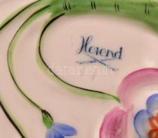 Herendi virág mintás levél alakú kínáló tál, dpmbornyomott. Kézzel festett, jelzett, kis kopással. 1...