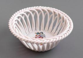 Herendi Viktória mintás fonott kosár. Kézzel festett, jelzett, hibátlan. d: 9,5 cm