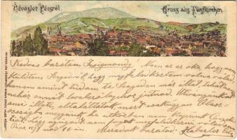 1897 (Vorläufer) Pécs, Fünfkirchen; Engel Lajos kiadása, litho (EK)