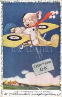 Everything O-K. Just dropping you a card! Valentines Bonzo (registered) Series 1255. s: G. E. Studdy