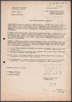 1953 a Vegyipari Minisztérium Légoltalmi Osztály osztályvezetőjének gépelt, szigorúan titkos minősítésű levele a légoltalmi parancsnok részére a felülvilágítók átalakításáról, ÁVH bélyegzővel